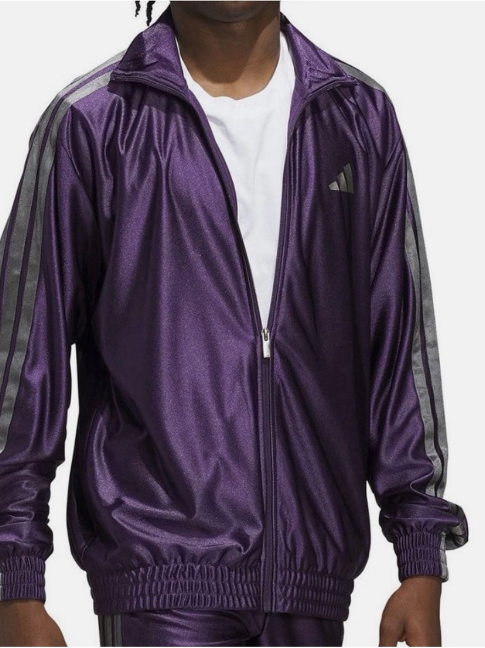 adidas Men’s Purple/Gray Full-Zip Track Jacket Size L